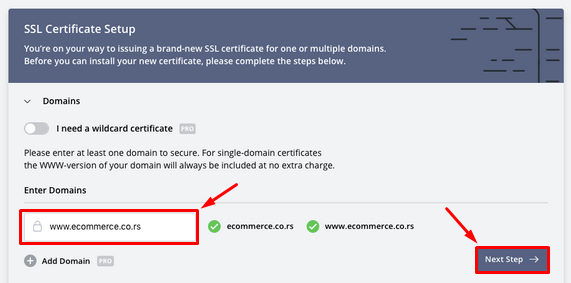 ZeroSSL - 2 - Domen name