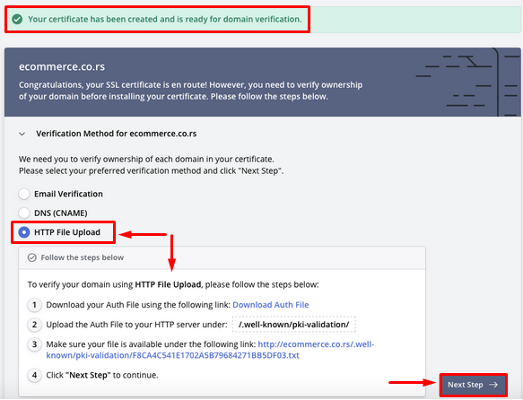 ZeroSSL - 6 - Verification